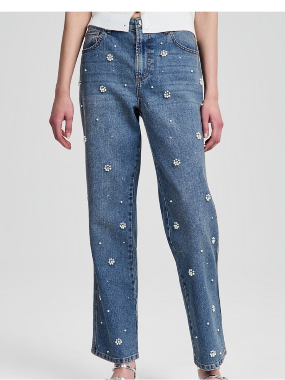 NWT And Now This Embellished Blue Women's Straight-Leg Jeans sizeb27P